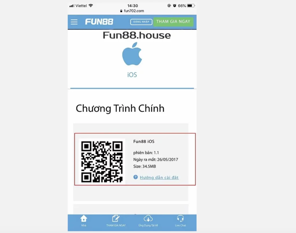 Fun88 mobile cho điện thoại iOS